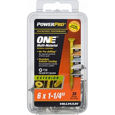 Hillman Thread Cutting Screw, #6 x 1-1/4 in, Bronze Epoxy Premium Coated Flat Head Torx Drive 240665